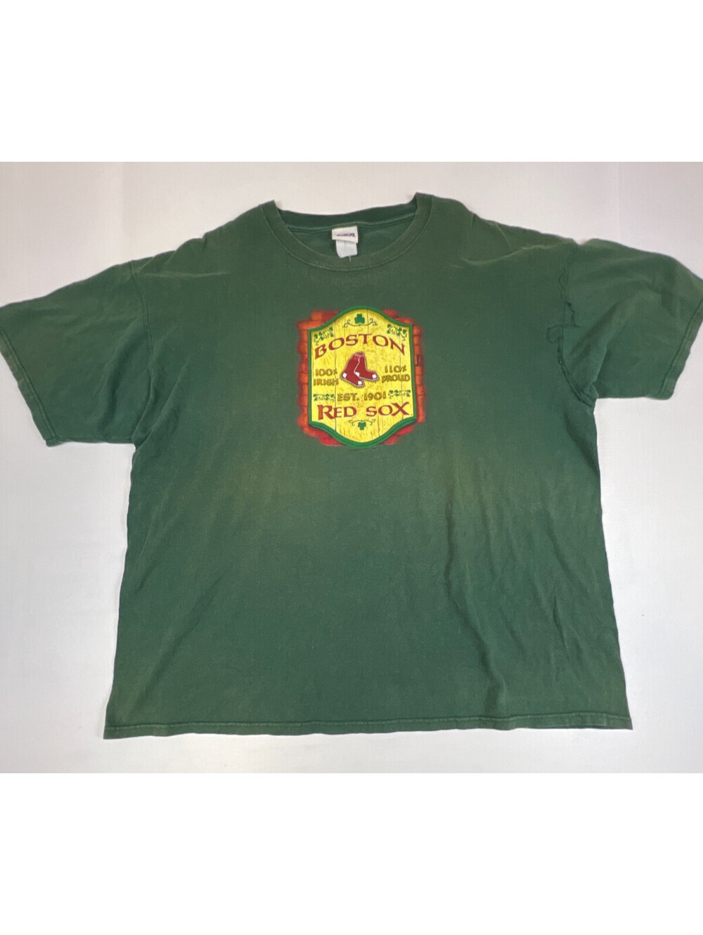 CSA Men Green Boston Red Sox 100% Irish Proud Graphic Tee Cotton
